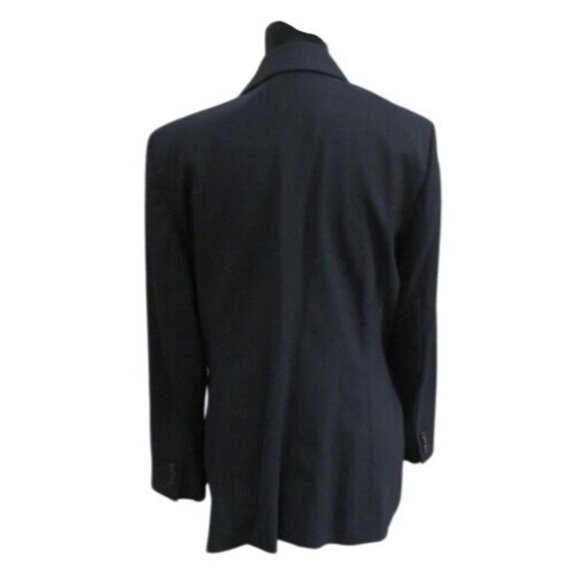 ESCADA Navy 100% Italian Wool Silk Suit Blazer Jacket size 42 US 12 - Picture 3 of 9